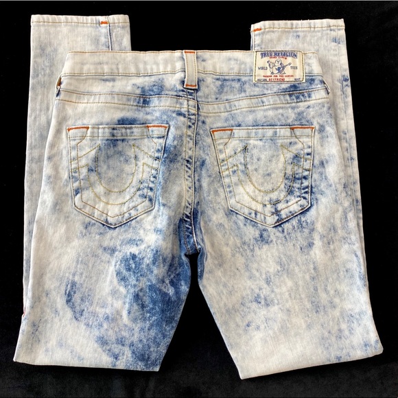 True Religion Denim - True Religion Boyfriend Acid Wash Distressed Jeans